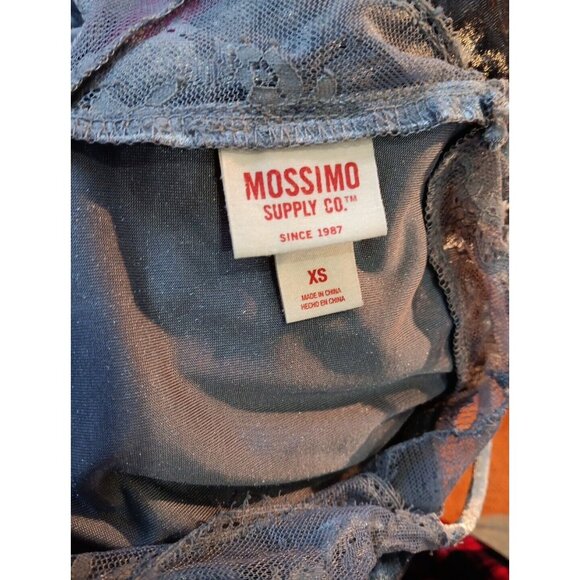 Mossimo Crushed Velvet Slip‎ Dress Lace Trim Midi Adjustable 90s Style XS - Picture 7 of 9